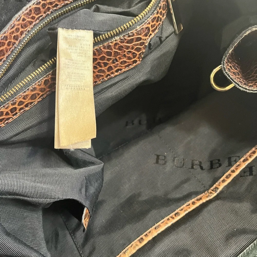 Burberry large peppled Leather Tote Bag in Brown and Black -